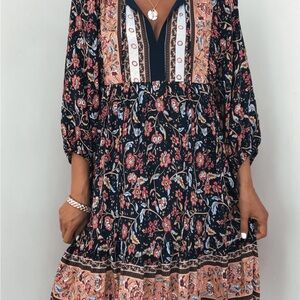 Elegant Floral Long Sleeve Dress